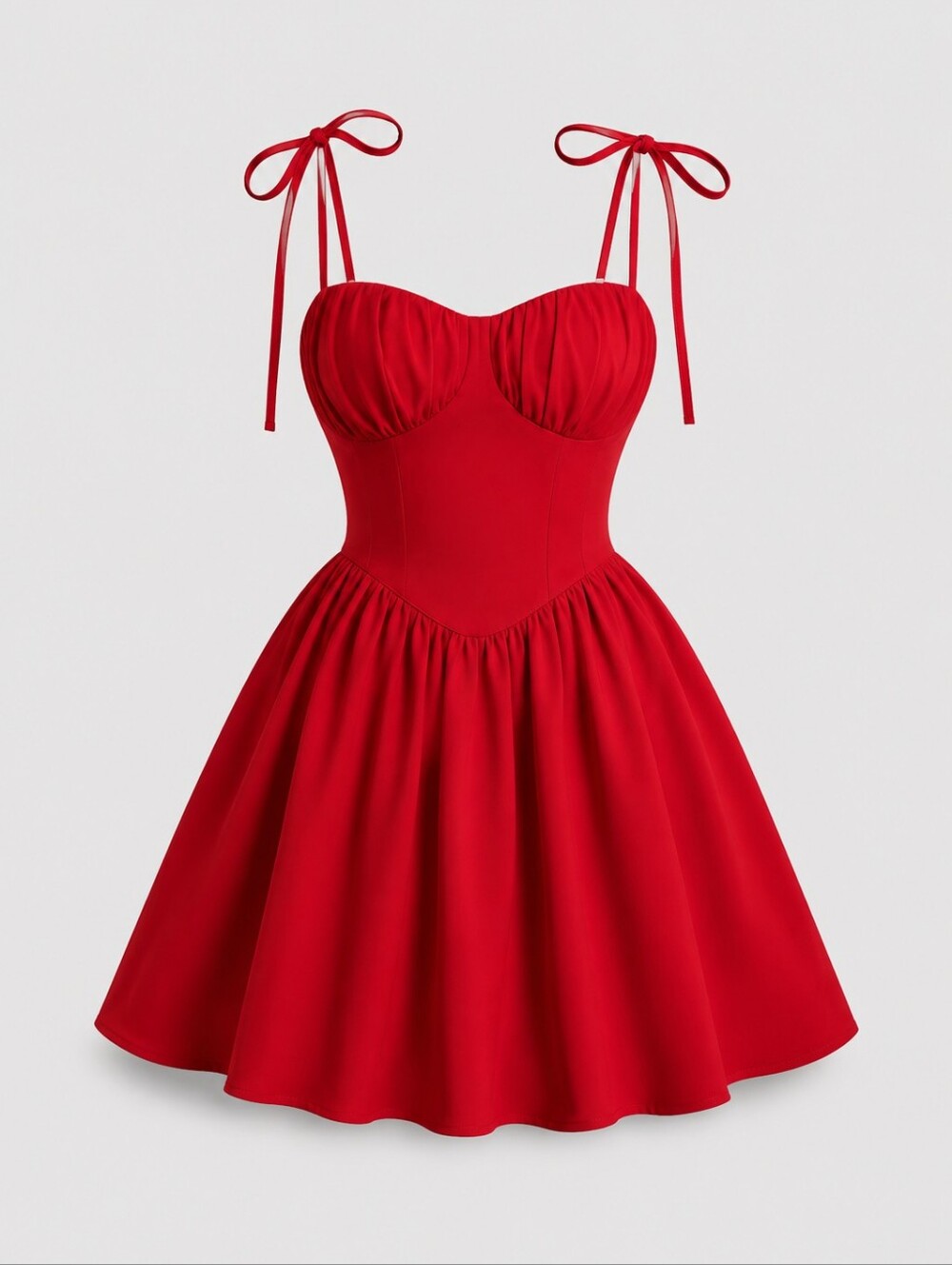 Red Tie-Shoulder Fit & Flare Dress - Women